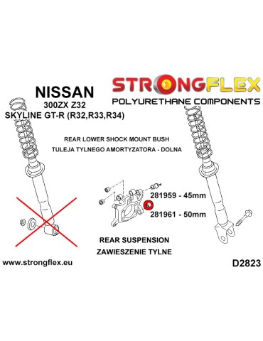  Kit Silent block Polyuréthane Train Avant Nissan Z 300ZX Z32 (90-96)
