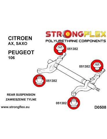  Silent block Polyuréthane barre transversale Arrière Peugeot 106
