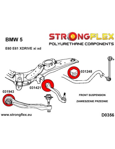  Silent block Polyuréthane SPORT Radius Brasto diamètre Avant BMW 5 E61 Touring 03-10 xi xd
