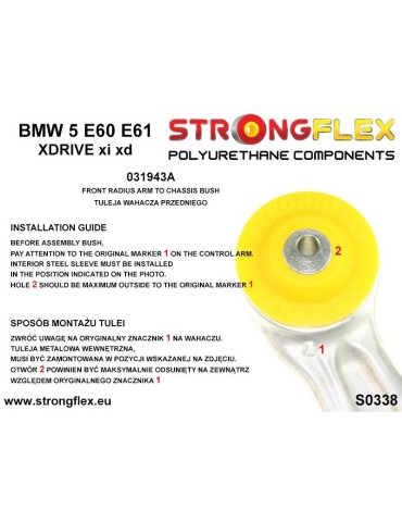  Silent block Polyuréthane SPORT Radius Brasto diamètre Avant BMW 5 E61 Touring 03-10 xi xd
