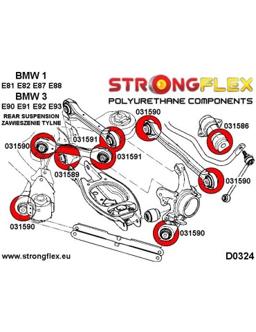  Kit Suspension Silent block Polyuréthane  BMW 3 E90 E91 E92 xi 4x4 05-11
