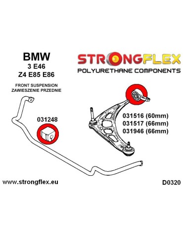  Silent block Polyuréthane Bras Avant Inférieures - Excentrique  66mm SPORT BMW Z4 E85/E86