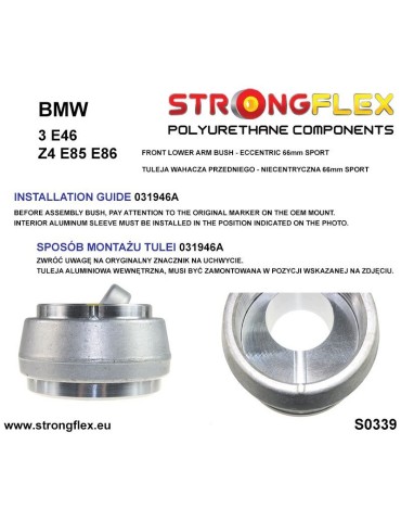  Silent block Polyuréthane Bras Avant Inférieures - Excentrique  66mm SPORT BMW Z4 E85/E86