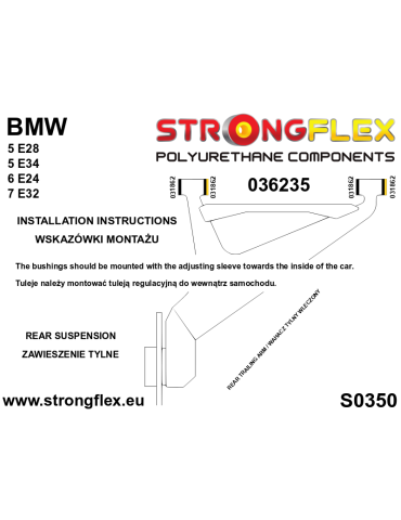  Silent block Polyuréthane Triangle de suspension Arrière kit Excentrique SPORT BMW 5 Series E28 81-88*