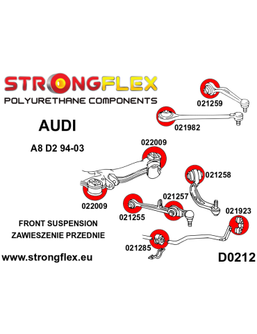  Silent block Polyuréthane SPORT Barre stabilisatrice Avant Volkswagen Passat V (97-05) B5 4motion (96-05)
