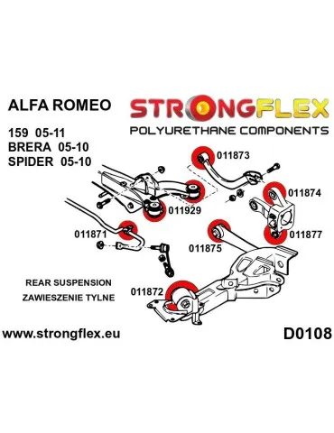  Silent block Polyuréthane SPORT barre transversale Arrière Alfa Romeo Brera 05-10
