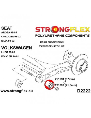Silent block Polyurethane Train Arriere 71 5mm Volkswagen Polo III 94 01 6N