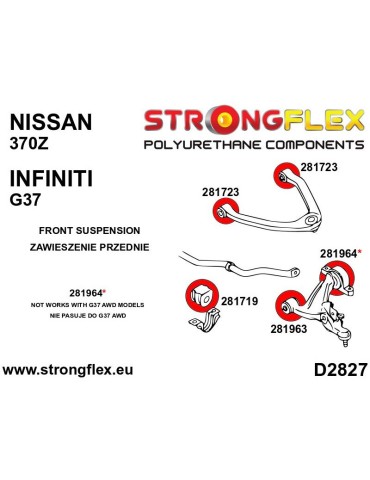  Silent block Polyuréthane kit SPORT Train de Suspension  Infiniti G37 07-13
