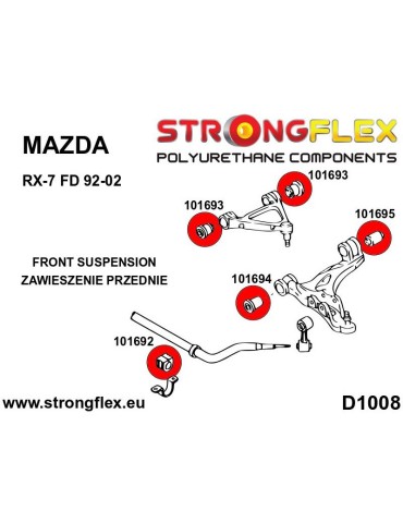  Silent block Polyuréthane kit SPORT Train de Suspension  Mazda RX-7 FD 92-02
