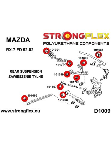  Silent block Polyuréthane kit SPORT Train de Suspension  Mazda RX-7 FD 92-02
