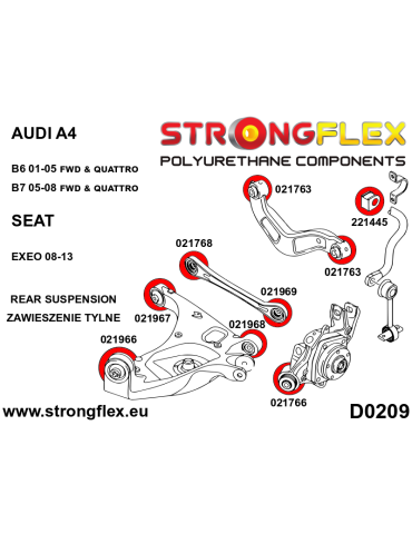  Kit SPORT Silent block Polyuréthane Train Avant et Arrière Seat Exeo 08-13
