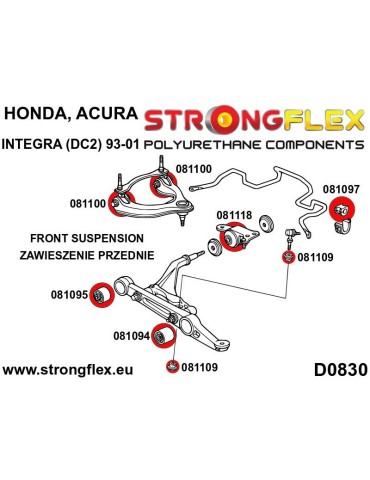  Kit SPORT Silent block Polyuréthane Train Avant Acura Integra III Type R
