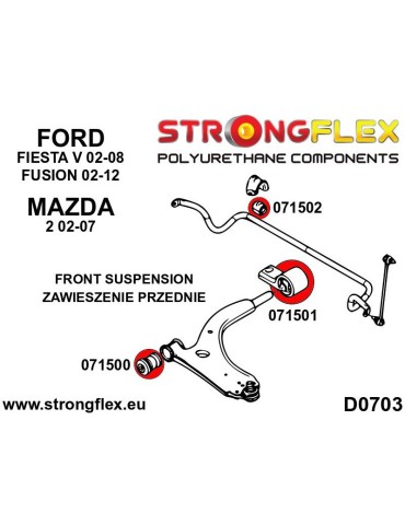 Kit Silent block Polyuréthane Train Avant Mazda 2 02-07
