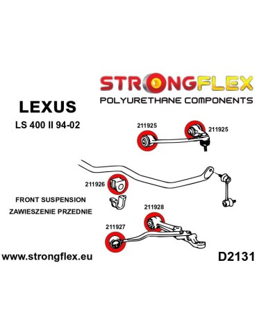  Silent block Polyuréthane Bras de Suspension diamètre Avant Inférieur  Lexus LS400 II UCF20 94-00
