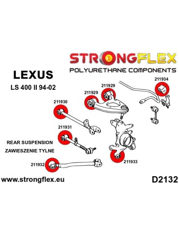  Silent block Polyuréthane SPORT Triangle de Suspension Arrière Lexus LS400 I UCF10 89-94
