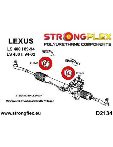  Crémaillère de direction clamp Silent block Polyuréthane Lexus LS400 I UCF10 89-94
