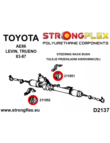 Silent block Polyuréthane SPORT Crémaillère de direction Toyota Corolla V (83-90) E80 2 Roues motrices (83-87) AE85 