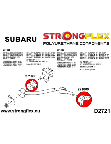  Silent block Polyuréthane stabilestateur de levier de vitesses Subaru Impreza GD GG (01-07)
