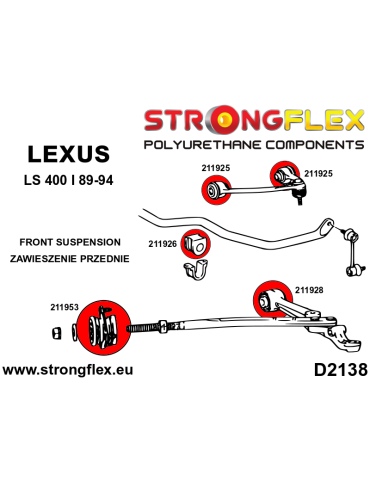  Kit Silent block Polyuréthane Train Avant Lexus LS LS400 I UCF10 89-94
