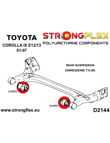  Kit Silent block Polyuréthane Suspension Totale  Toyota Corolla IX (01-07) E120 E130