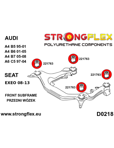  Silent block Polyuréthane kit Berceau Avant Seat Exeo (08-13)
