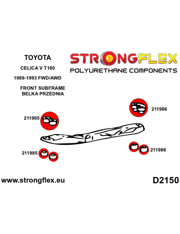  Silent block Polyuréthane SPORT Berceau Avant Toyota Celica V (89-93) T180 GT-Four / All-Track
