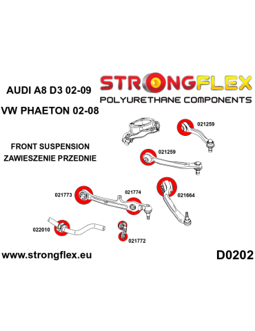  Kit Silent block Polyuréthane Suspension totale Audi A8 D3 (02-09)
