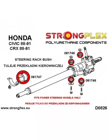  Silent block Polyuréthane Crémaillère de direction Honda CRX II (88-91)
