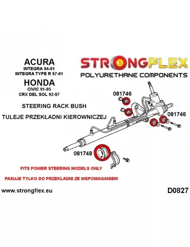 Silent block Polyuréthane Crémaillère de direction Honda Civic V (91-95) EG / EH EJ
