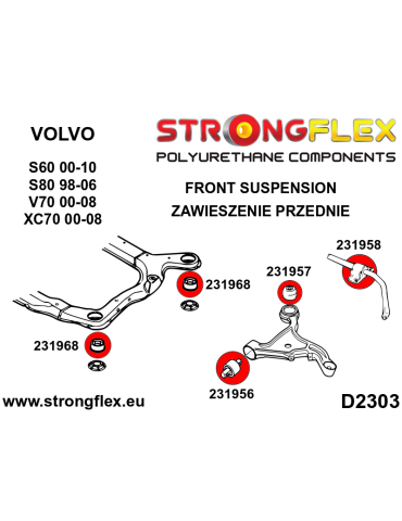  Silent block Polyuréthane Bras Avant Inférieur Volvo V70 II (00-07)
