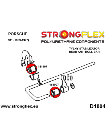  Silent block Polyuréthane de Barre stabilisatrice Arrière Porsche 911 (69-77)