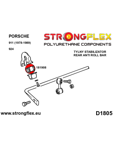  Silent block Polyuréthane de Barre stabilisatrice Arrière Porsche 911 (78-89)