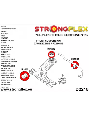  Silent block Polyuréthane Barre stabilisatrice Avant Audi Q2 (16-)
