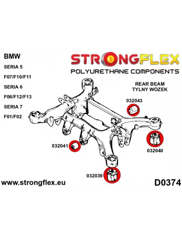 Silent block Polyuréthane Berceau Arrière BMW Seria 5 F07 (09-17) Gran Turestmo
