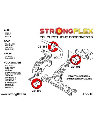  Silent block Polyuréthane Barre stabilisatrice Avant Audi A3 II 8P 03-13 FWD & Quattro & S3