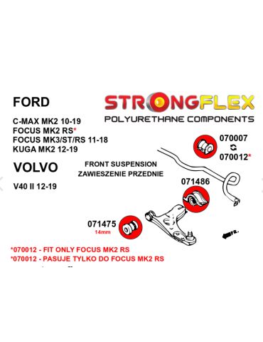  Silent block Polyuréthane Bras de Suspension Arrière Focus MK II 05-10