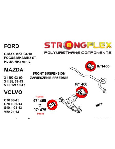  Silent block Polyuréthane Bras de Suspension Arrière Focus MK II 05-10