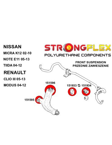  Kit Silent block Polyuréthane Train AvantNissan Note I (05-12) E11