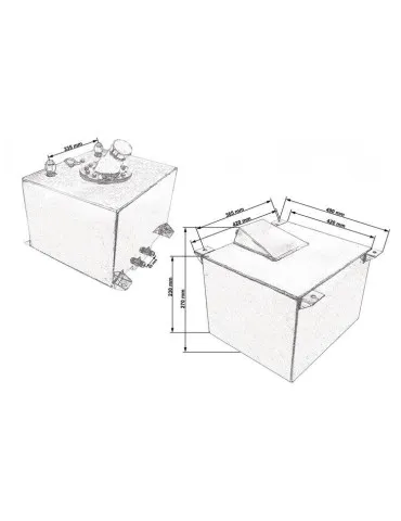 Réservoir aluminium 40L avec connecteurs AN6 + Goulotte + Jauge Carburant 