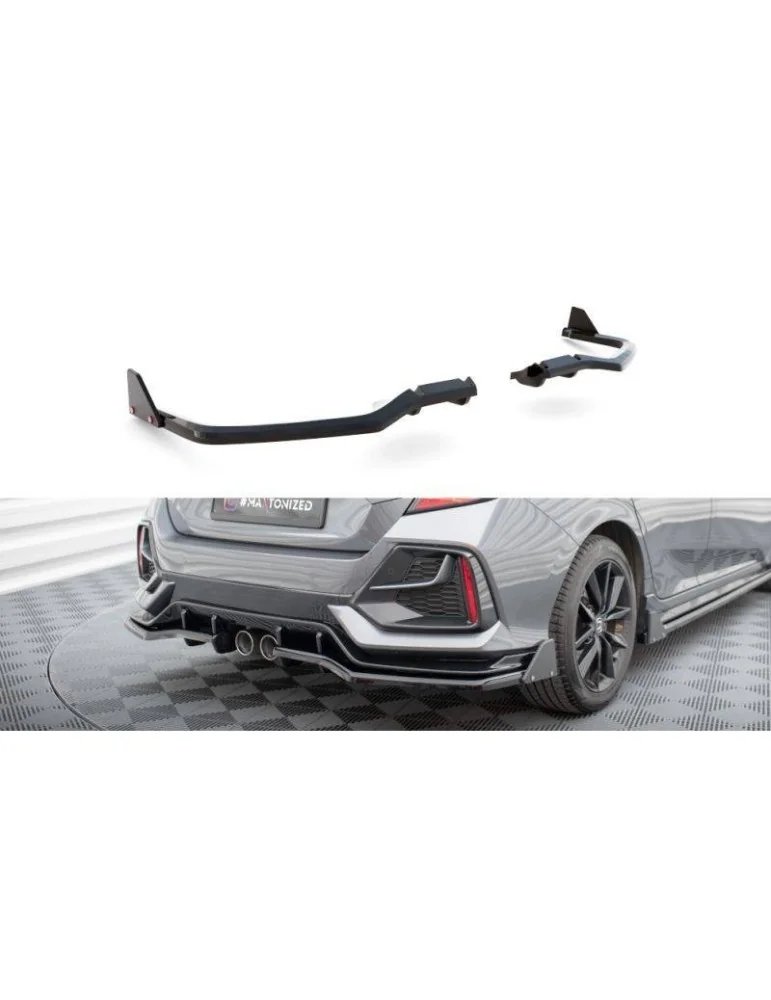 Diffuseur central Arrière (avec une barre verticale) + Volets latéraux HONDA CIVIC sport Mk 10 Facelift - Maxton