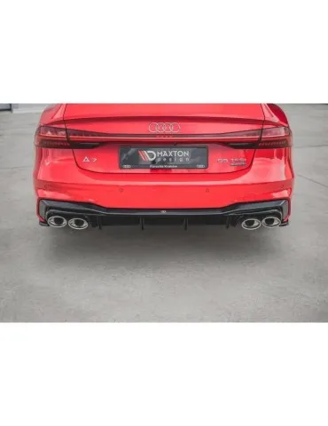 Lame / Diffuseur du Pare-chocs Arrière + Canule d'échappement Inox factice AUDI A7 C8 S-LINE    Chrome - Maxton