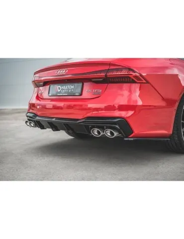 Lame / Diffuseur du Pare-chocs Arrière + Canule d'échappement Inox factice AUDI A7 C8 S-LINE    Chrome - Maxton