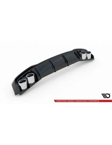 Lame / Diffuseur du Pare-chocs Arrière + Canule d'échappement Inox factice AUDI A7 C8 S-LINE    Chrome - Maxton