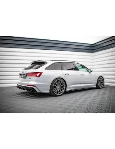 Lame / Diffuseur du Pare-chocs Arrière + Canule d'échappement Inox factice AUDI S6 / A6 S-LINE C8   - Maxton