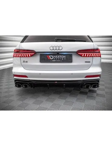 Lame / Diffuseur du Pare-chocs Arrière + Canule d'échappement Inox factice AUDI S6 / A6 S-LINE C8   - Maxton