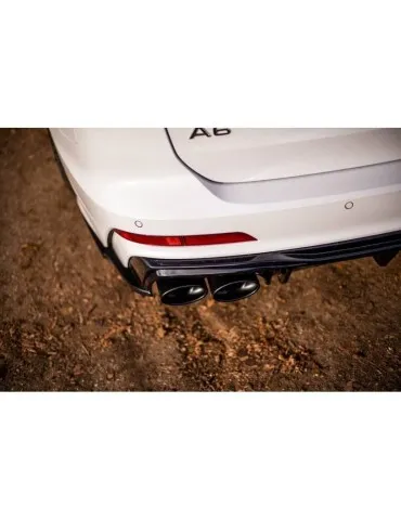 Lame / Diffuseur du Pare-chocs Arrière + Canule d'échappement Inox factice AUDI S6 / A6 S-LINE C8   - Maxton