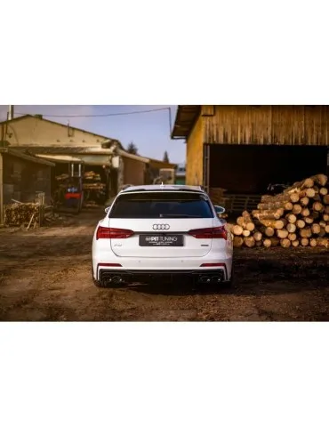 Lame / Diffuseur du Pare-chocs Arrière + Canule d'échappement Inox factice AUDI S6 / A6 S-LINE C8   - Maxton