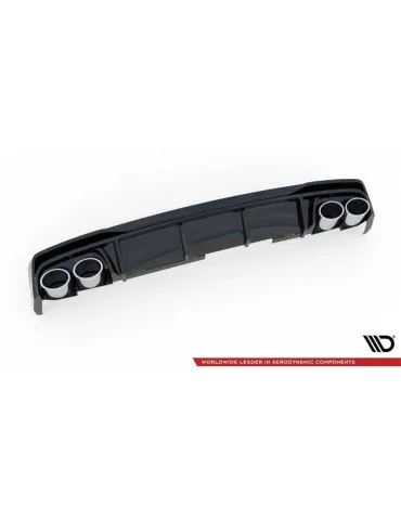 Lame / Diffuseur du Pare-chocs Arrière + Canule d'échappement Inox factice AUDI S6 / A6 S-LINE C8   - Maxton