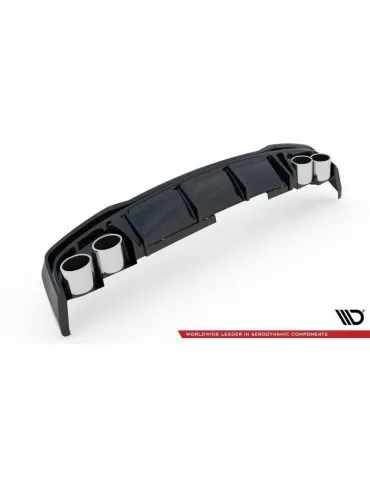 Lame / Diffuseur du Pare-chocs Arrière + Canule d'échappement Inox factice AUDI S6 / A6 S-LINE C8   - Maxton