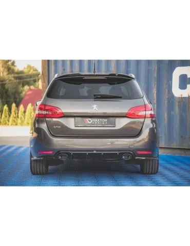 Lame / Diffuseur du Pare-chocs Arrière + Canule d'échappement Inox factice PEUGEOT 308 SW MK2 Facelift   - Maxton